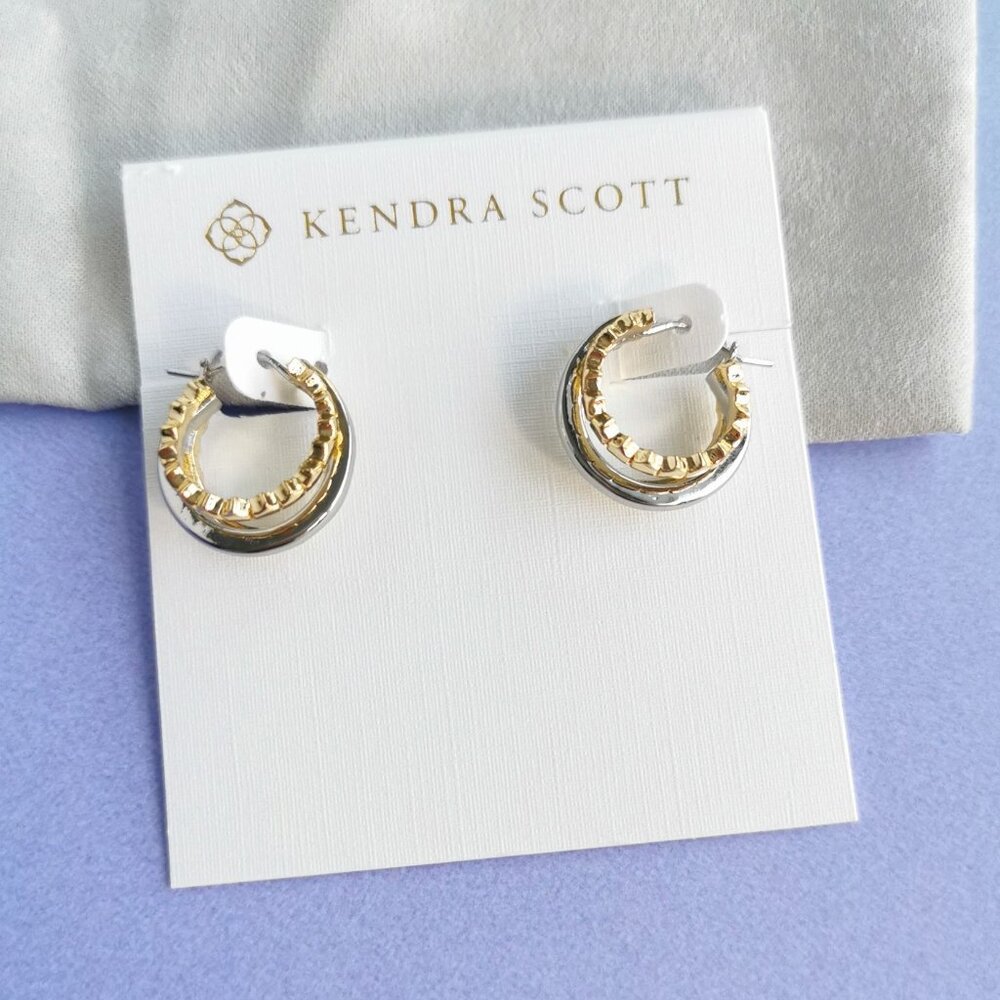 Kendra Scott Mixed Metal Quinn Huggie Earrings NEW